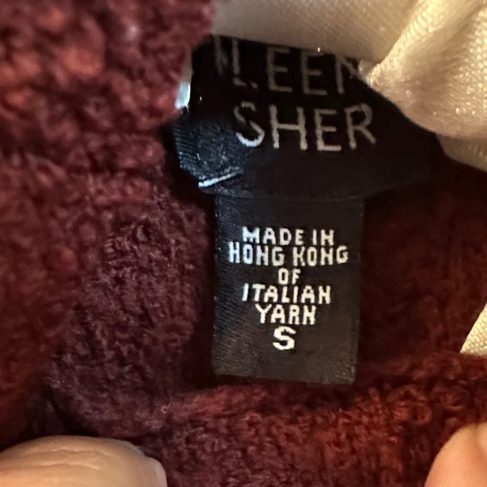 Eileen Fisher Wide Ribbed Turtleneck Sweater – Burgundy  Wool Blend Small - Picture 3 of 5